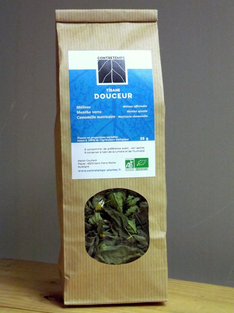 Sachet, tisane, Contretemps, plantes sèches, infusion